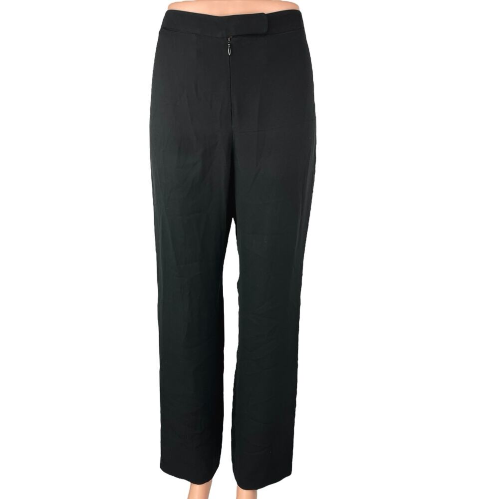 Giorgio Armani Borgo 21 Black 100% Silk Straight High Waist Trousers Pants Sz 40